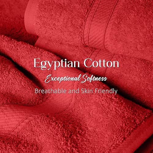 Superior Egyptian Cotton Pile 6 Piece Towel Set, Includes 2 Bath, 2 Hand, 2 Face Towels/Washcloths, Ultra Soft Luxury Towels, Thick Plush Essentials, Guest Bath, Spa, Hotel Bathroom, Red - Image 5