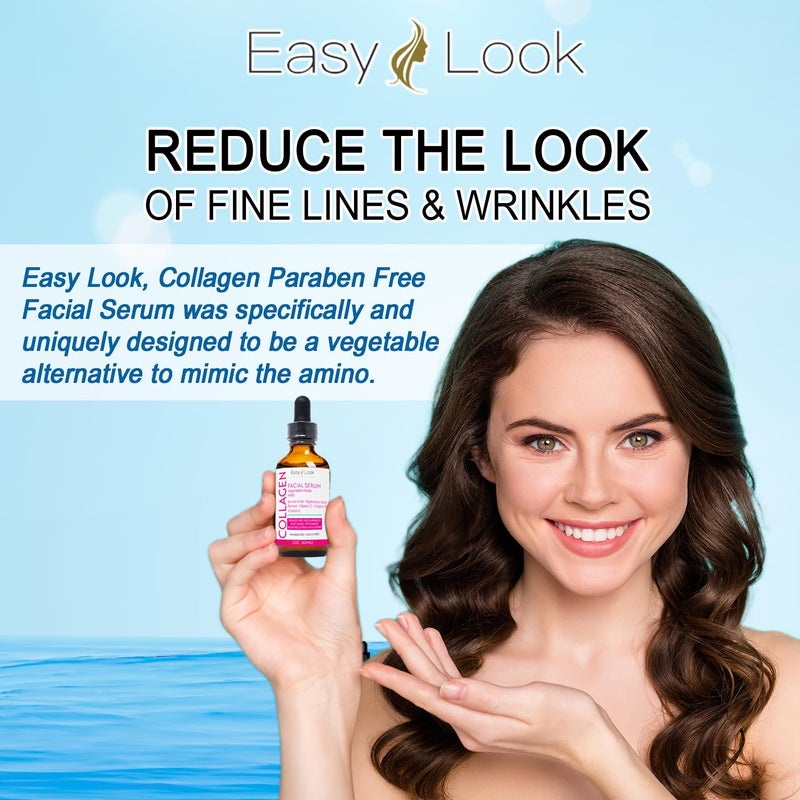 EASY LOOK Collagen Serum for Face - Anti-Aging Facial Serum, Tighten Lift Hydrate & Plump All Skin Types, Reduce Fine Line & Wrinkles 2oz - Image 2