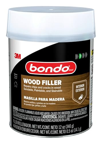 3M Bondo Wood Filler 12 oz with Hardener 0.5 oz, Repairs Chips and Cracks in Wood, Sandable, Paintable, and Stainable - Image 4