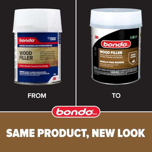 3M Bondo Wood Filler 12 oz with Hardener 0.5 oz, Repairs Chips and Cracks in Wood, Sandable, Paintable, and Stainable - Image 2