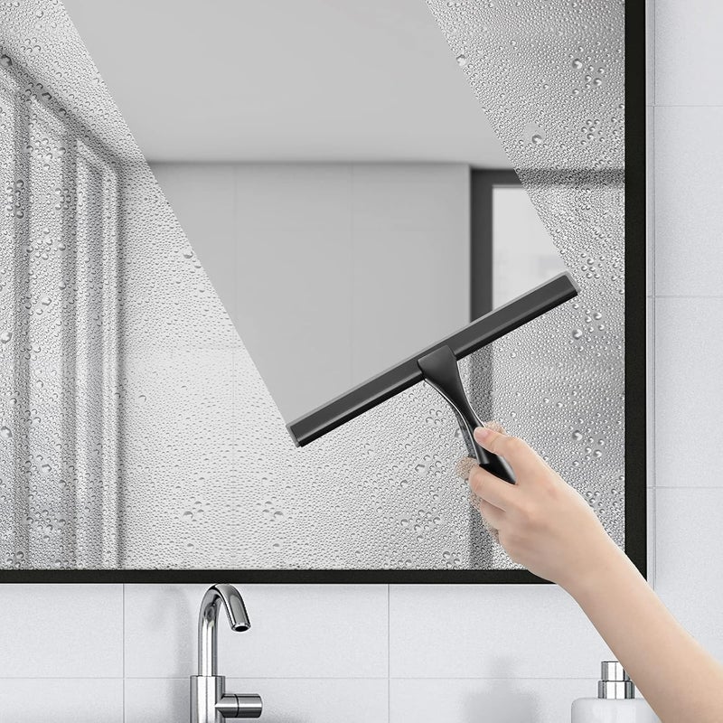 هيواري مكشط HIWARE متعدد الاستخدامات لأبواب الدش، الحمام، النوافذ وزجاج السيارات - لون أسود، الفولاذ المقاوم للصدأ، طول 12 بوصة - Image 3