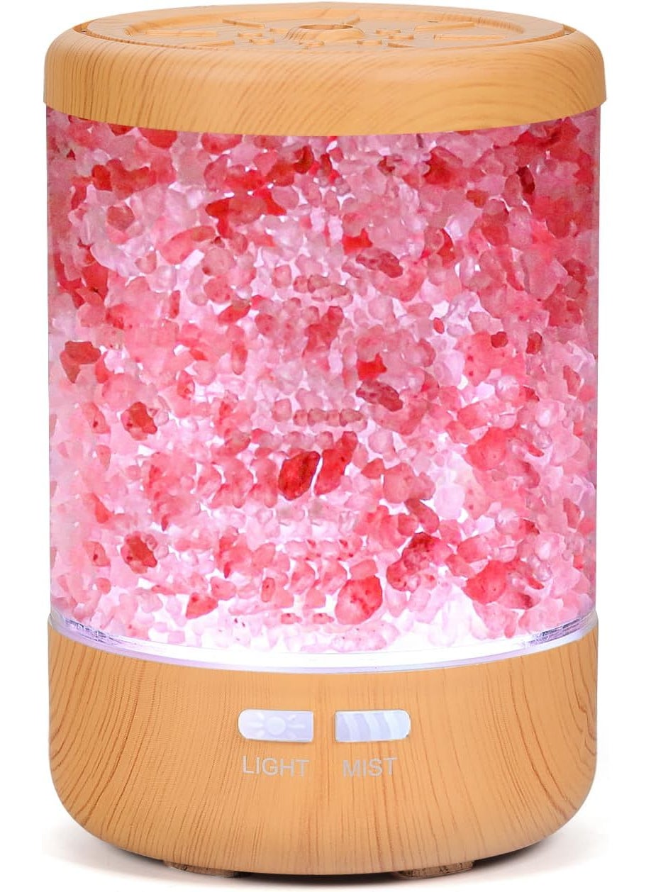 DqBaoKuan Essential Oil Diffuser Aromatherapy Diffuser - Himalayan Pink Salt Crystal Diffusers for Essential Oils with 7 Color Lights 2 Mist Mode, Reduce Noise Design for Baby Room, Yellow 