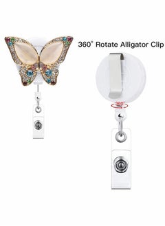 Y&D 2 Pack Retractable Badge Reel Holder, 24 inch Cord Nurse Clip, ID Name Holder with Belt Clip (Butterfly)  - Image 2