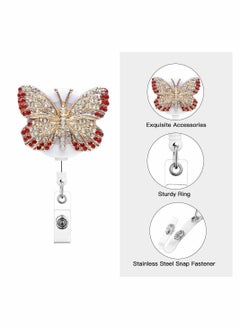 Y&D 2 Pack Retractable Badge Reel Holder, 24 inch Cord Nurse Clip, ID Name Holder with Belt Clip (Butterfly)  - Image 3