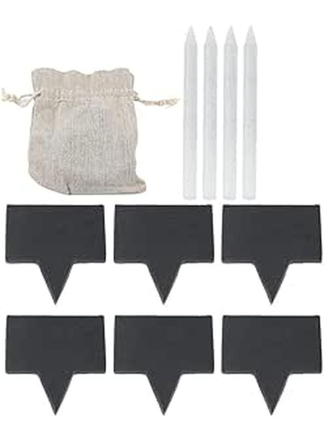 Reusable Cheese Markers Set With 6 Labels 4 Soapstone Chalks Linen Bag - Image 1