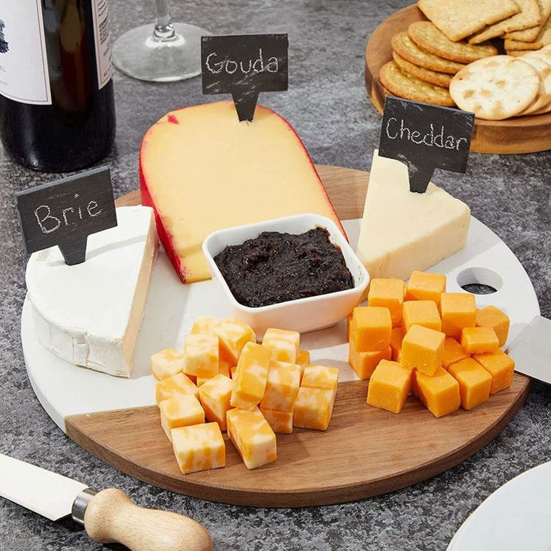 Reusable Cheese Markers Set With 6 Labels 4 Soapstone Chalks Linen Bag - Image 4