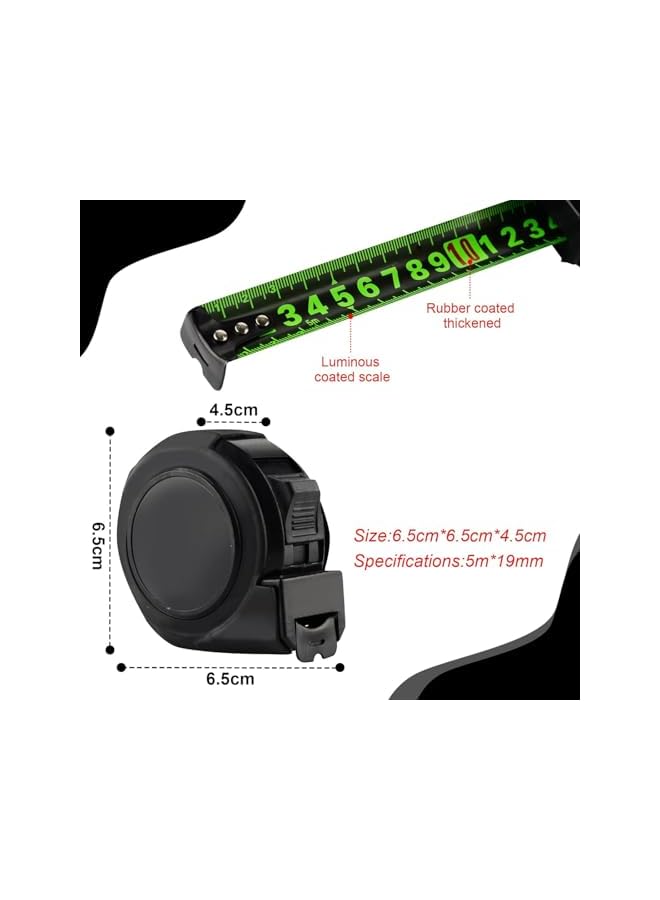 promass Fluorescent Steel Tape Measure, 5M Measuring Tape, Thick Wear Resistant Metric Tape Measure, Retractable Tape Measure, Tools for Professionals and Homeowners (1pcs 5M) - Image 2