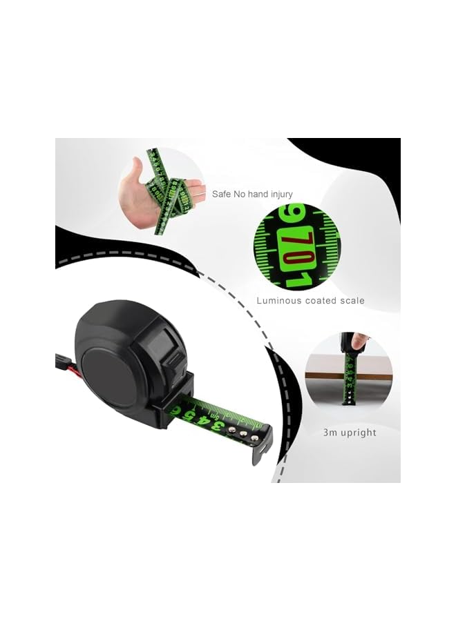 promass Fluorescent Steel Tape Measure, 5M Measuring Tape, Thick Wear Resistant Metric Tape Measure, Retractable Tape Measure, Tools for Professionals and Homeowners (1pcs 5M) - Image 3