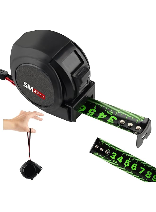 promass Fluorescent Steel Tape Measure, 5M Measuring Tape, Thick Wear Resistant Metric Tape Measure, Retractable Tape Measure, Tools for Professionals and Homeowners (1pcs 5M) - Image 1