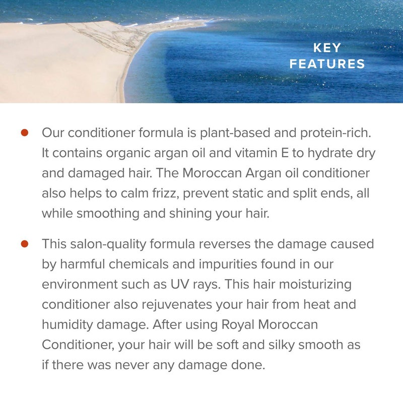 Royal Moroccan Moisturizing Conditioner Hair Products - Moisturizing Conditioner For Dry and Colored Hair 500 ml 16.9 fl.oz, Base of Moroccan Argan oil, For color â€“ Treated Hair, Frizzy Hair. - Image 4