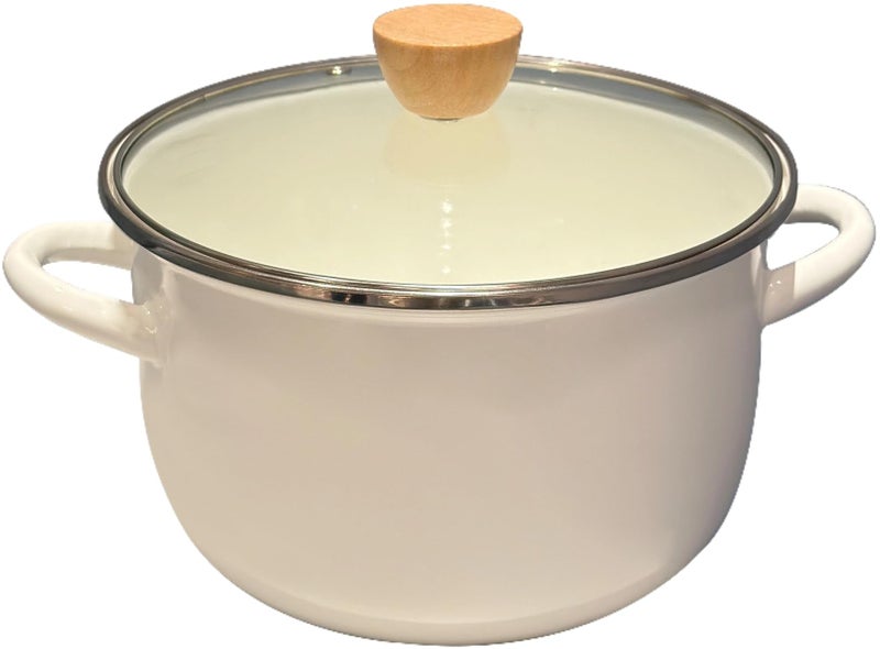 FARCADY Enamel Stockpot with Lid 4 Quart Soup with Handle Big Granite Cooking Pot for Stovetop Campfire Outdoor Stove - Image 2