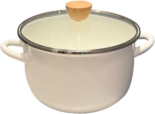 FARCADY Enamel Stockpot with Lid 4 Quart Soup with Handle Big Granite Cooking Pot for Stovetop Campfire Outdoor Stove - Image 1