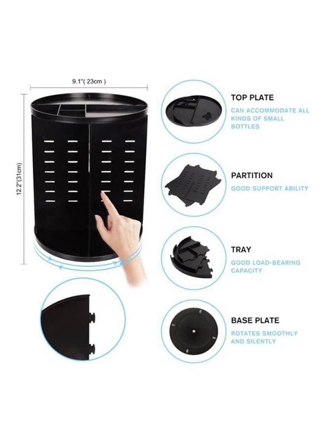 إسكدنيا منظم مستحضرات تجميل دوار بزاوية 360 درجة، حامل دوار قابل للتعديل يمكنك تركيبه بنفسك، رف تخزين مستحضرات التجميل بسعة كبيرة، صندوق منظم لمستحضرات التجميل، المنظم الأفضل لسطح المنضدة أسود - Image 2