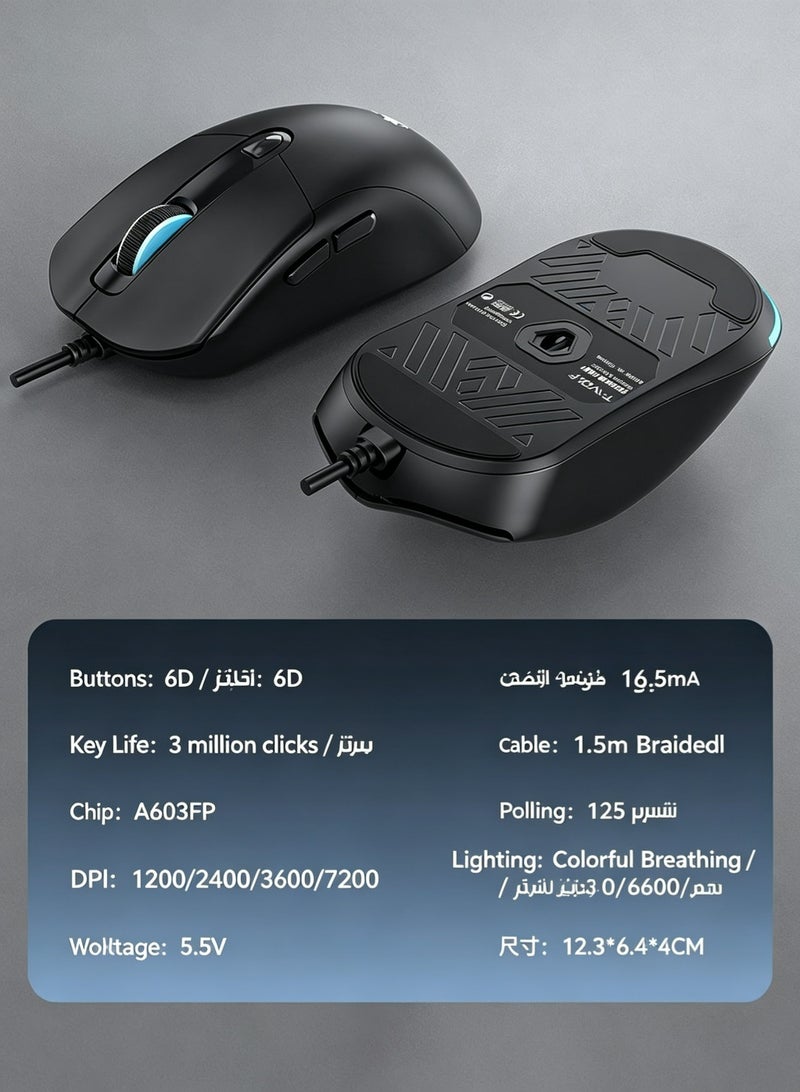 T-WOLF Game keyboard and mouse set with red switch RGB backlight, 61 key wired mechanical keyboard and mouse set - Image 5
