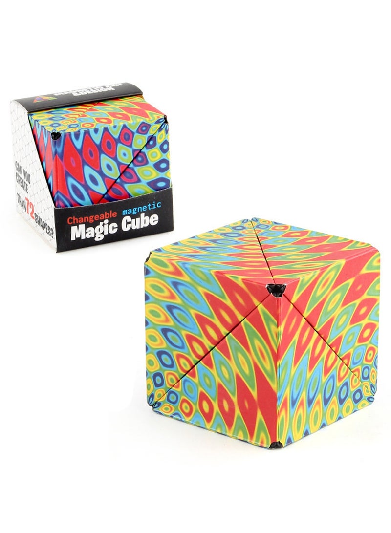 Geometric Three-Dimensional Magnetic Wooden Magic Cube Toy 3d Magnetic Building Blocks Decompression Infinite Flip (Kaleidoscope Cube) - Image 1