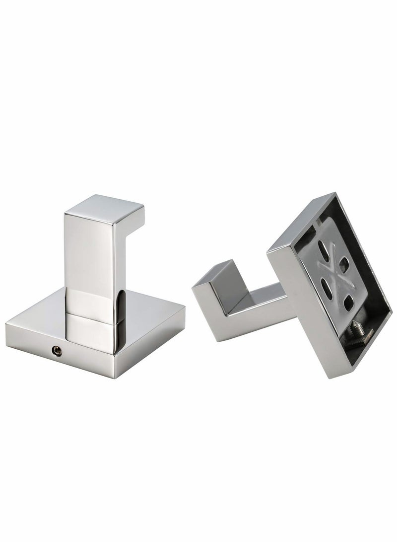 Bathroom Hooks, Towel Robe/Coat Clothes Hook Chrome Polished Stainless Steel Square Hanger Wall Hooks Heavy Duty for Bath Kitchen Bedroom Garage Hotel Wall Mounted, 2 Pack - Image 4