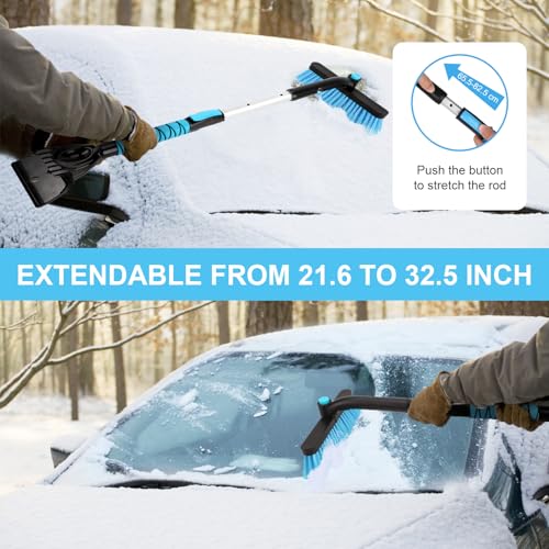 Yougfin 2 in 1 Extendable Snow Brush with Ice Scraper for Car Windshield, 33 Inch Car Window Scraper & Foam Snow Removal Brush for SUV, Heavy Duty Snow Cleaner for Truck Van, 360° Pivoting Head - Image 2