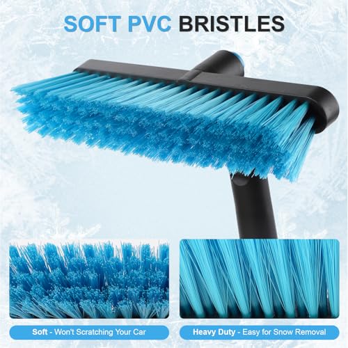 Yougfin 2 in 1 Extendable Snow Brush with Ice Scraper for Car Windshield, 33 Inch Car Window Scraper & Foam Snow Removal Brush for SUV, Heavy Duty Snow Cleaner for Truck Van, 360° Pivoting Head - Image 4