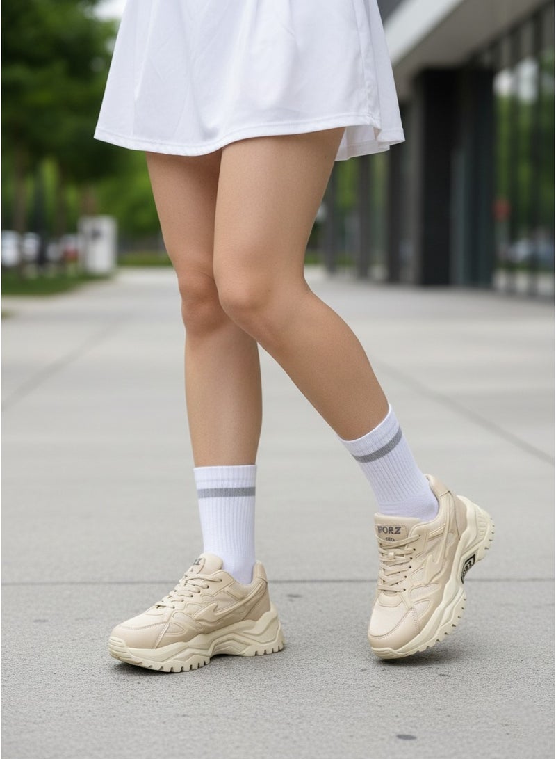 فيبراندا كوتشي نسائي أنيق بتصميم عصري يمنحك مظهرًا شبابيًا L-568-بيج - Image 1