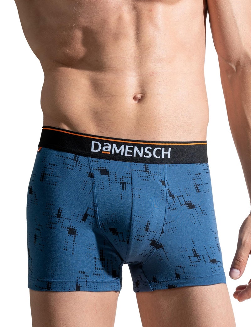 DAMENSCH Men's Deo-Cotton Deodorizing Trunk- Pack of 1- Marbled Blue- Large - Image 1