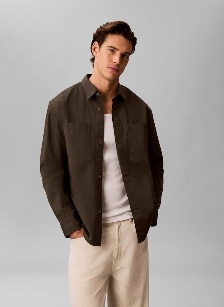 CALVIN KLEIN Washed Twill Overshirt With Linen - Image 1