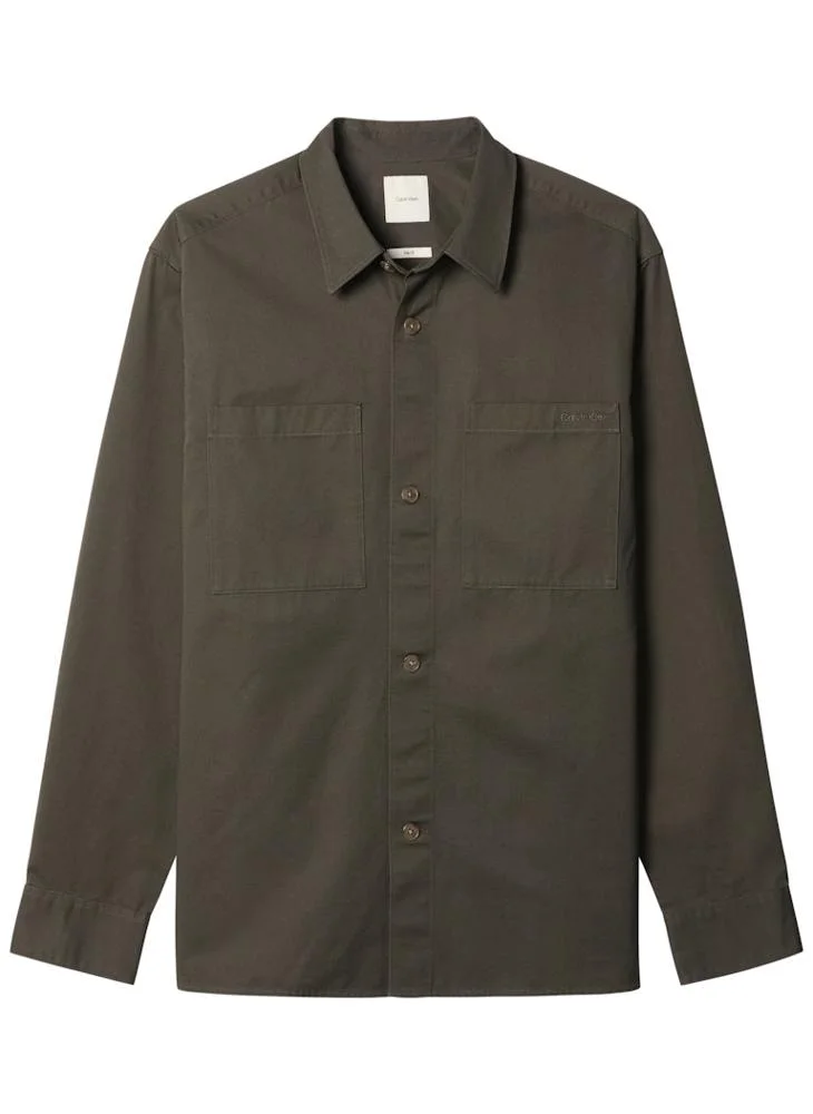 Calvin Klein Beluga Washed Twill Overshirt With Linen for Men | Best Price UAE