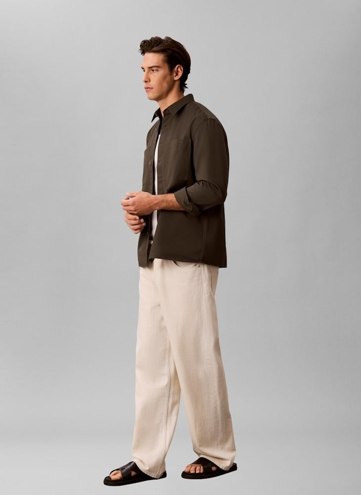CALVIN KLEIN Washed Twill Overshirt With Linen - Image 5