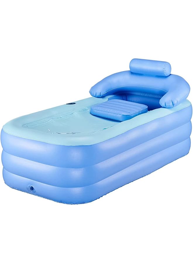 The Bros حوض استحمام قابل للنفخ للبالغين، حوض استحمام منفصل قابل للنفخ مع ميزة قابلة للطي ومحمولة لمنتجع صحي للبالغين مع مضخة هواء كهربائية (PVC عالي الكثافة) - Image 1