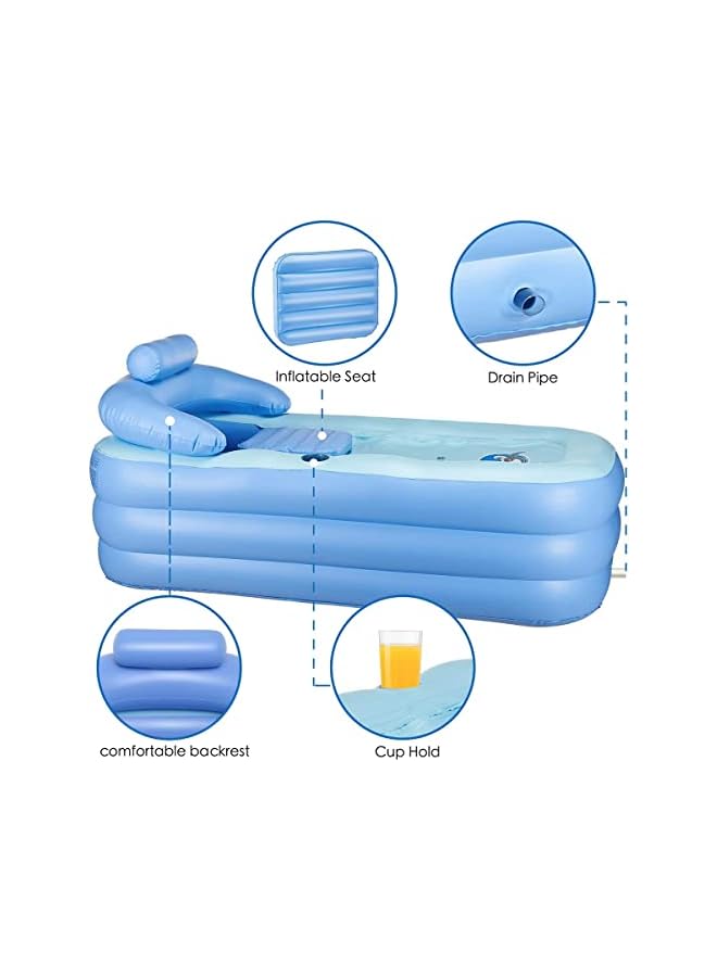 The Bros حوض استحمام قابل للنفخ للبالغين، حوض استحمام منفصل قابل للنفخ مع ميزة قابلة للطي ومحمولة لمنتجع صحي للبالغين مع مضخة هواء كهربائية (PVC عالي الكثافة) - Image 2