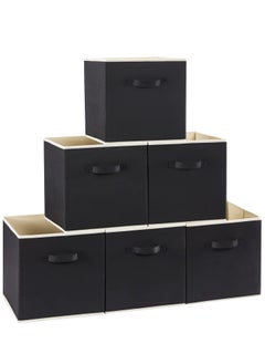 Arabest 6 Pack Collapsible Storage Bins, Fabric Bins with Handles, Large Capacity Storage Cubes for Books Toys Clothes and Sundries(Black)  - Image 1