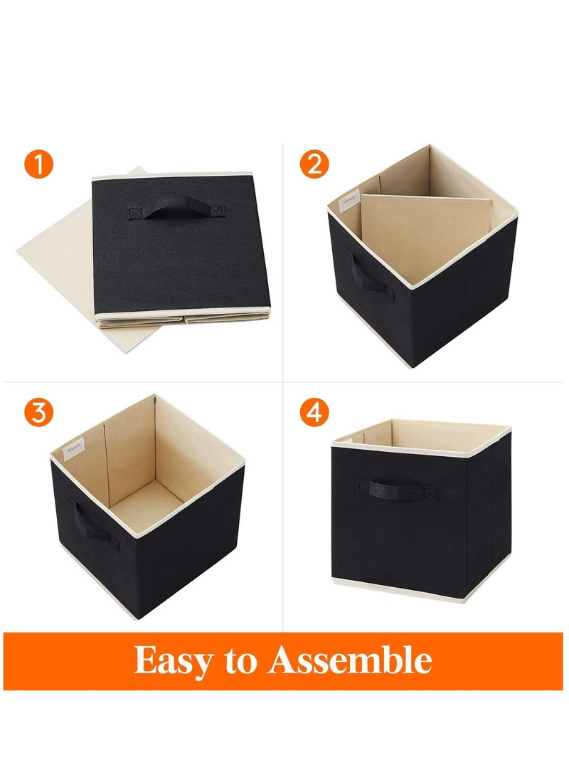 Arabest - 6 Pack Collapsible Storage Bins, Fabric Bins with Handles, Large Capacity Storage Cubes for Books Toys Clothes and Sundries(Black) - Image 1