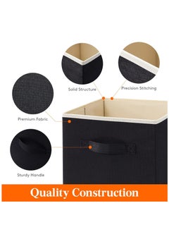 Arabest 6 Pack Collapsible Storage Bins, Fabric Bins with Handles, Large Capacity Storage Cubes for Books Toys Clothes and Sundries(Black)  - Image 4
