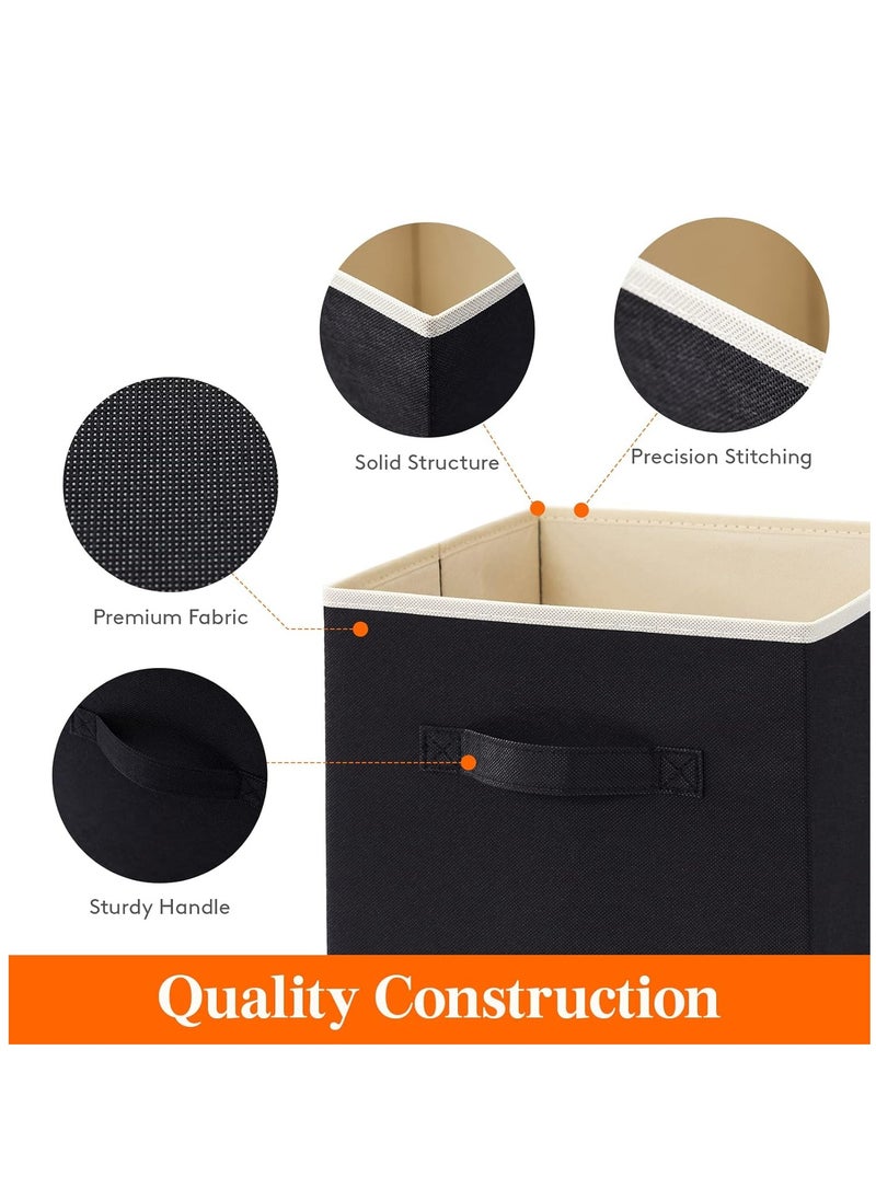 Arabest - 6 Pack Collapsible Storage Bins, Fabric Bins with Handles, Large Capacity Storage Cubes for Books Toys Clothes and Sundries(Black) - Image 1