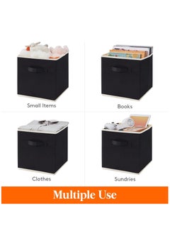 Arabest 6 Pack Collapsible Storage Bins, Fabric Bins with Handles, Large Capacity Storage Cubes for Books Toys Clothes and Sundries(Black)  - Image 2