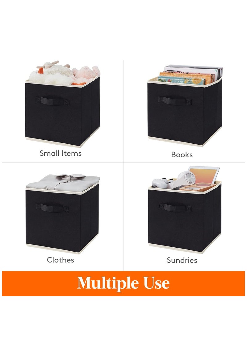 Arabest - 6 Pack Collapsible Storage Bins, Fabric Bins with Handles, Large Capacity Storage Cubes for Books Toys Clothes and Sundries(Black) - Image 1