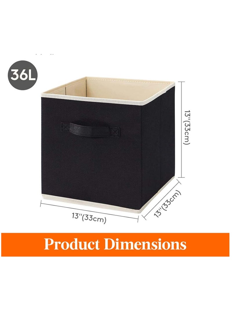 Arabest - 6 Pack Collapsible Storage Bins, Fabric Bins with Handles, Large Capacity Storage Cubes for Books Toys Clothes and Sundries(Black) - Image 1
