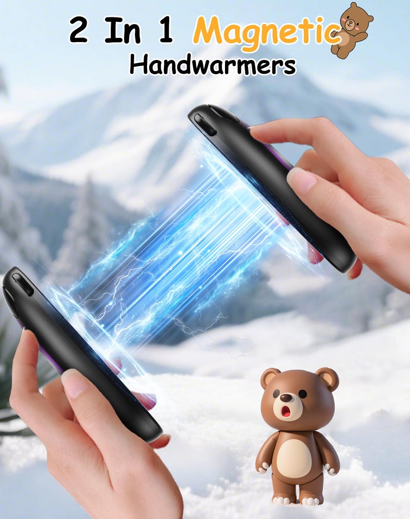Taiofan Electric Hand Warmers Rechargeable, Cute Bear Design, LED Display, 4 Settings, Fast Heating Portable Pocket Heater Magnetic Handwarmers 2 Pack for Hunting Essentials Camping Gift for Men Women - Image 5