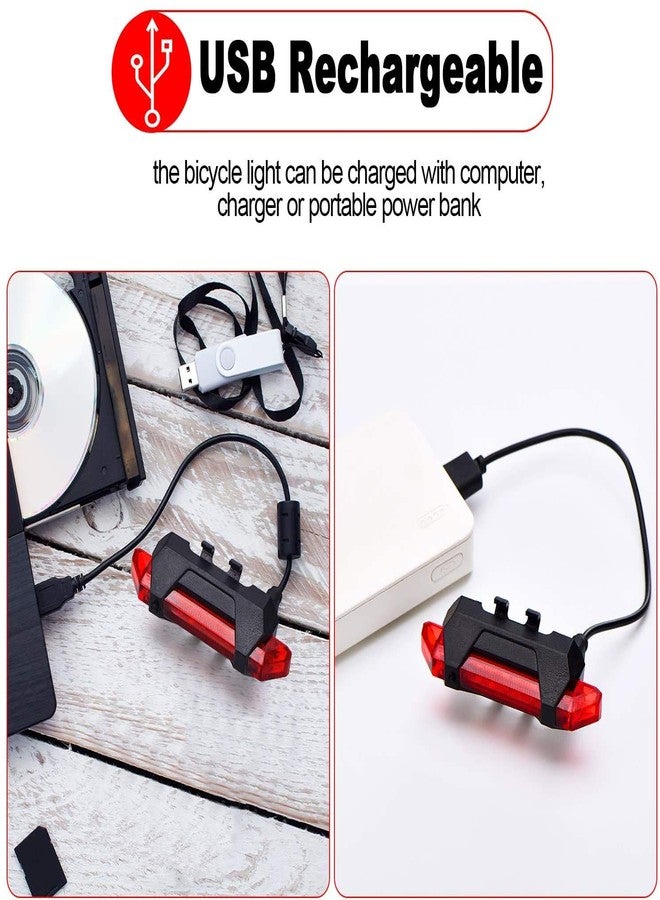Flipco USB Rechargeable Bike Light Front and Rear Bicycle Light Set Scooter Light 5 LEDs 4 Modes Head Back Cycling Flashing Safety Warning Lamp - Image 4