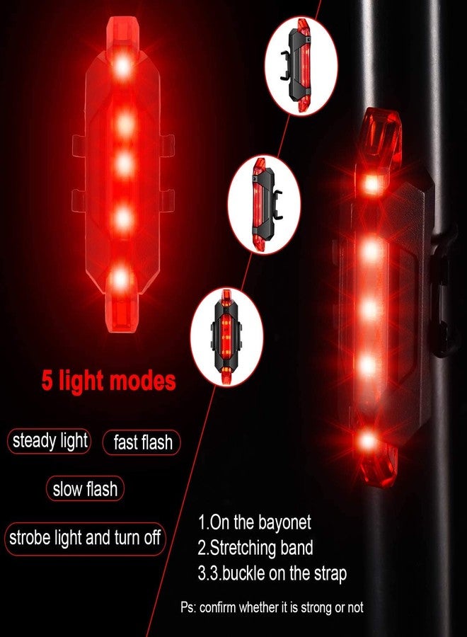 Flipco USB Rechargeable Bike Light Front and Rear Bicycle Light Set Scooter Light 5 LEDs 4 Modes Head Back Cycling Flashing Safety Warning Lamp - Image 3