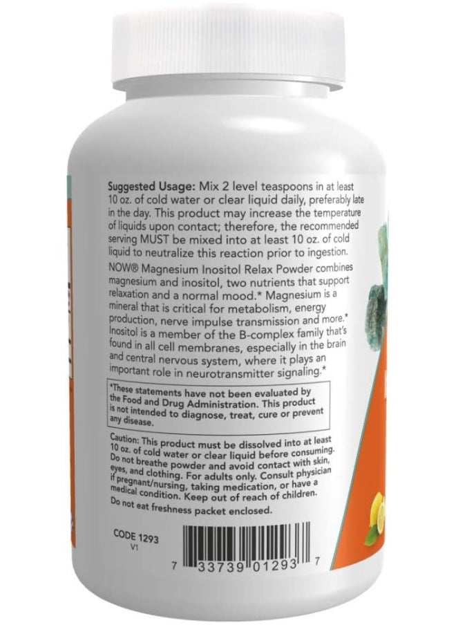 Magnesium Inositol Relax Nervous System Support Powder Fizzy