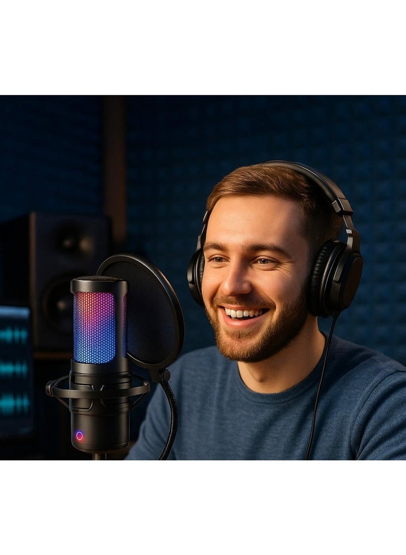 SUNEX SU9 USB Condenser Microphone Kit with Boom Arm, Pop Filter, Shock Mount, and Tripod - 192kHz/24bit for Podcasting, Gaming & Streaming - Image 4
