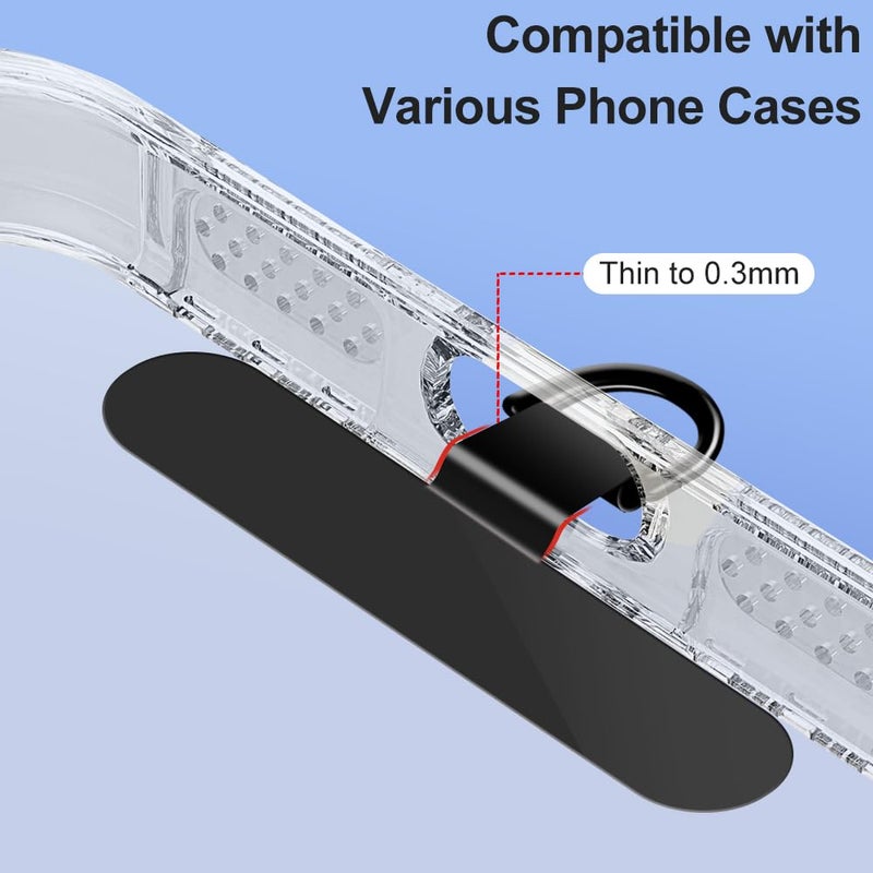 Limvory Phone Tether Tab for iPhone, 4 Pack Metal Lanyard Patch, Lanyard Strap Replacement Part for All Full Cellphone Cases (Black) - Image 3