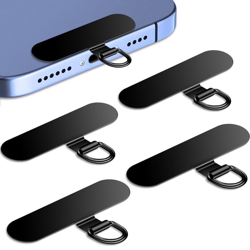 Limvory Phone Tether Tab for iPhone, 4 Pack Metal Lanyard Patch, Lanyard Strap Replacement Part for All Full Cellphone Cases (Black) - Image 1