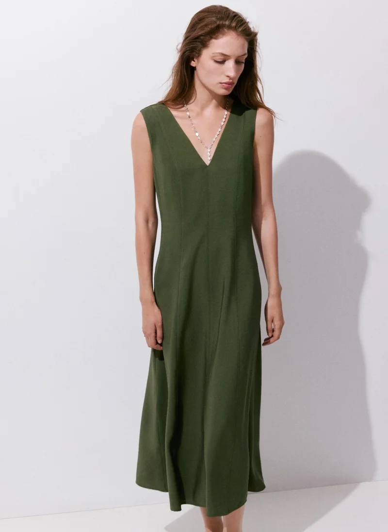 V-Neck Dress With Stitching