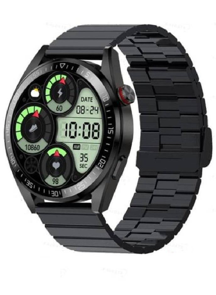 HYX - Full Screen Smart Watch Men Always Display The Time Bluetooth Call Local Music Men Smartwatch For Samsung iPhone Huawei - Black Steel - Image 1