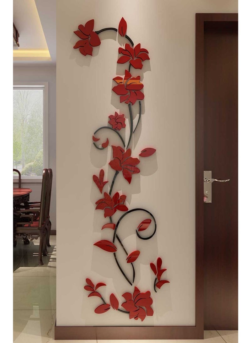 3D Rattan Flower Wall Murals for Living Room Bedroom Sofa Backdrop TV Background, Originality Stickers Gift, Decor Decal (70(H) x 22(W) inches) - Image 4