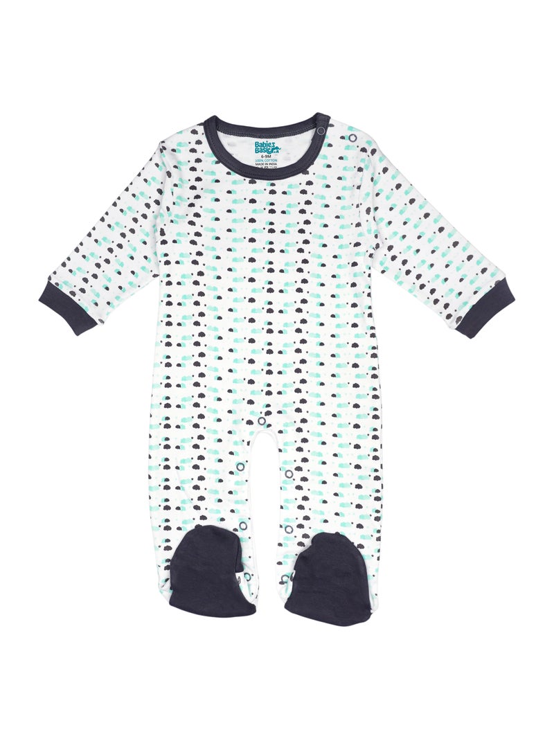 Babies Basic 5 piece Unisex 100% Cotton Sets include Bib, Romper, Mittens, Cap and Sleepsuit/Jumpsuit - Image 2