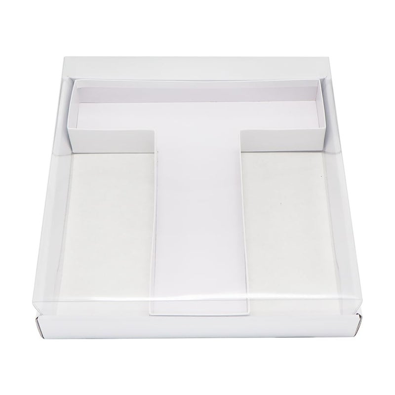 WENPACK 125 Cardboard Letter Shaped Mache Decorative Strawberries Fillable Sweets Candy Box with Clear Lid White T