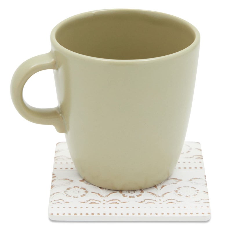Juvale Wooden Coasters Set of 6-3.8 in, White, Square, Farmhouse Style - Coaster Holder for Coffee Table & Bar Decor - Kitchen & Living Room Decor - Image 4