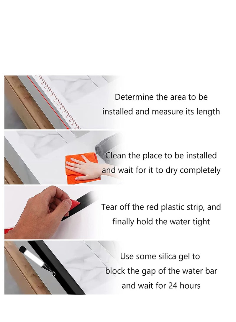 Shower Door Water Barrier Strip, Self-adhesive Stopper Collapsible Threshold Waterproof Strip for Bathroom Kitchen Tub Countertop 1M - Image 3
